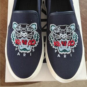 Kenzo K Skate Blue Marine Slip-Ons with Tiger. rare